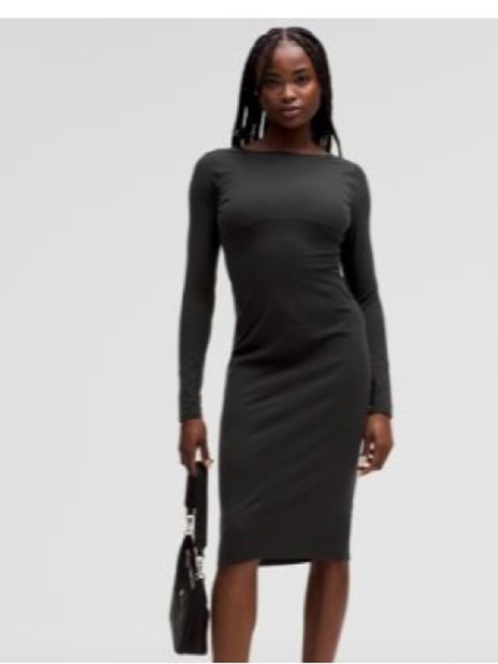 lululemon athletica Black Ribbed Scoop-Back Long-Sleeve Dress